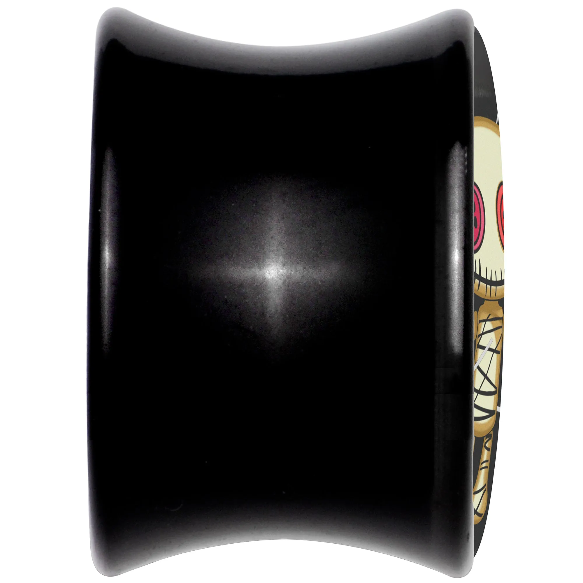 0 Gauge Voodoo Doll Black Acrylic Saddle Plug Set
