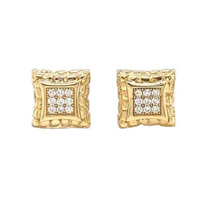 0.09ct Moissanite 10k Gold Timeless Nugget Earrings - G205933