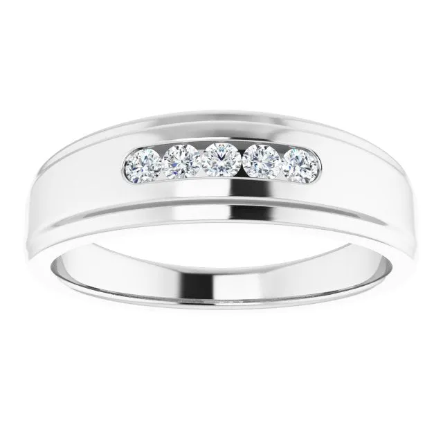 0.25 ctw Channel Set Round Diamond Men's Ring