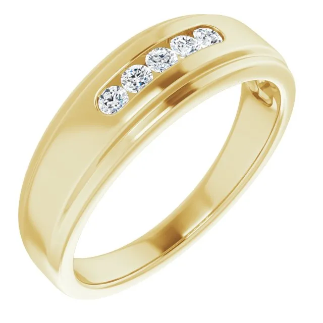 0.25 ctw Channel Set Round Diamond Men's Ring
