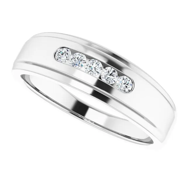0.25 ctw Channel Set Round Diamond Men's Ring
