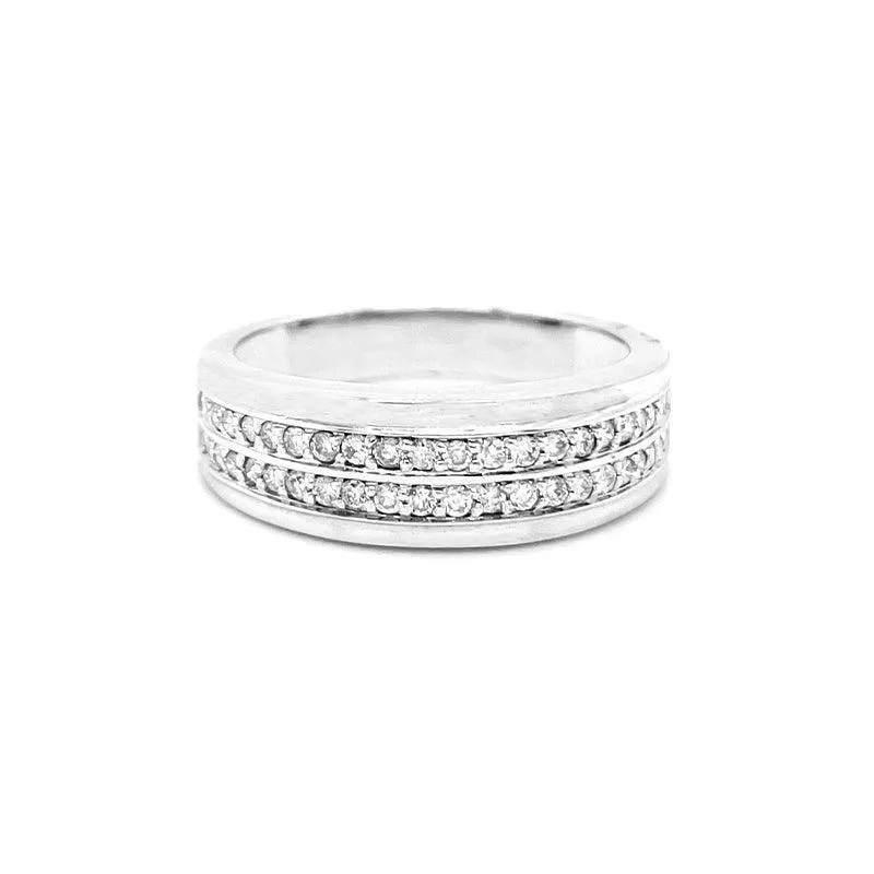 0.50TDW Diamond Men's Wedding Band in 10K White Gold