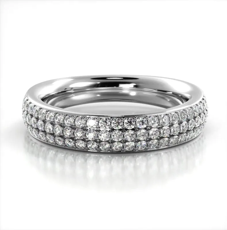 0.55 ct. Round Diamond Three Row Wedding Band