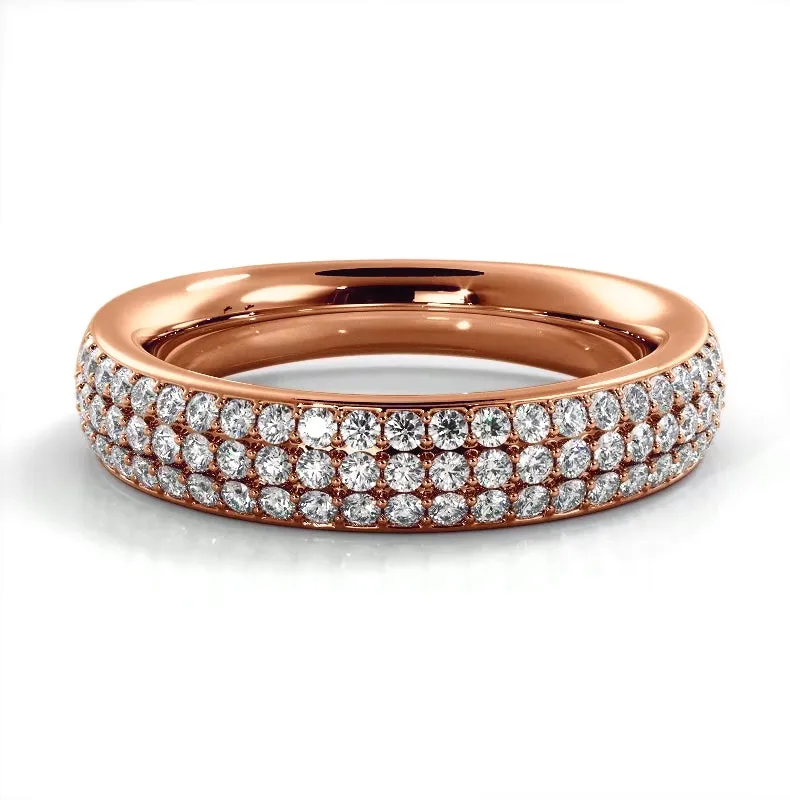 0.55 ct. Round Diamond Three Row Wedding Band