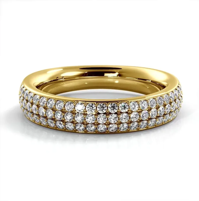 0.55 ct. Round Diamond Three Row Wedding Band