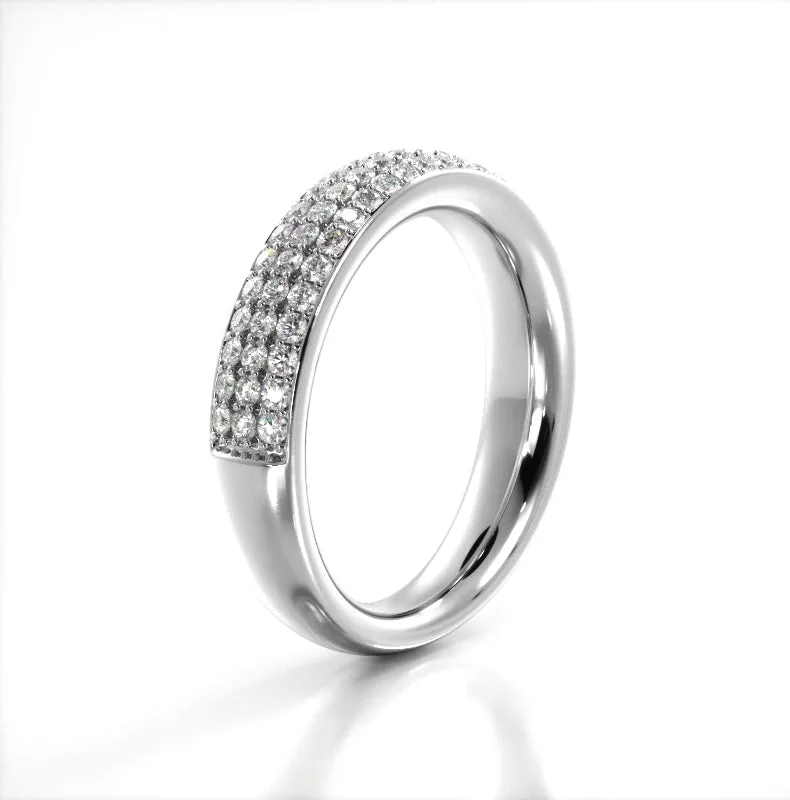 0.55 ct. Round Diamond Three Row Wedding Band
