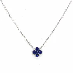 0.58ct tw Blue Sapphire Clover Shape Pendant Necklace