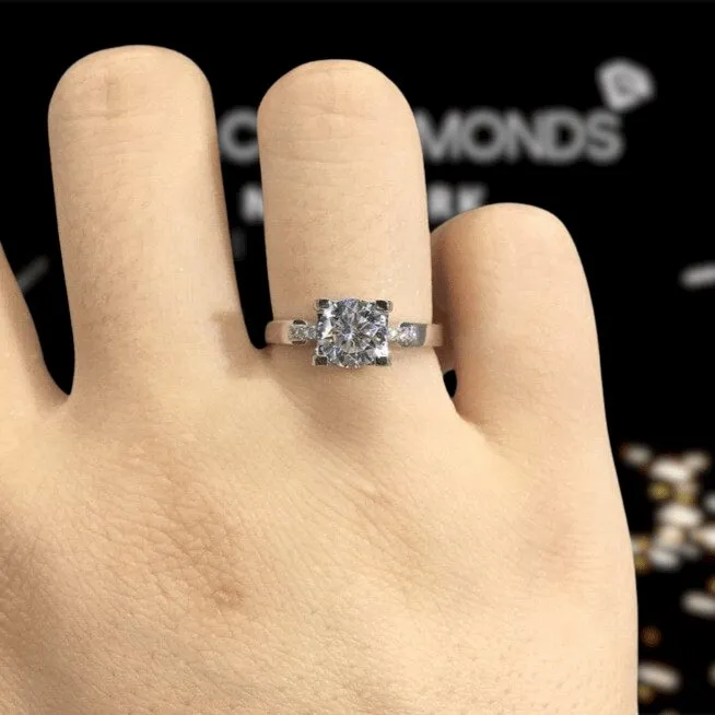 1 Carat Round Cut D Color Diamond Engagement Ring