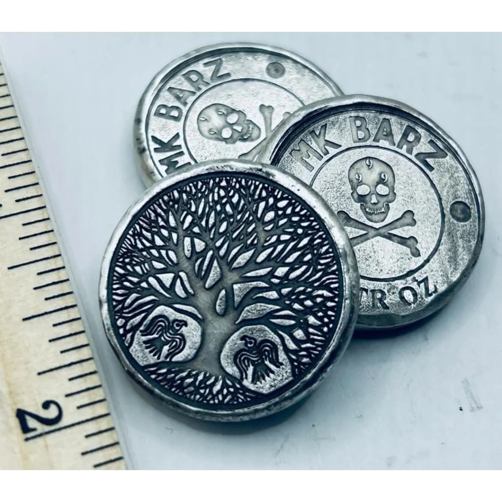 1 Troy Oz MK BarZ "Norse Tree of Life" Stamped Round .999FS
