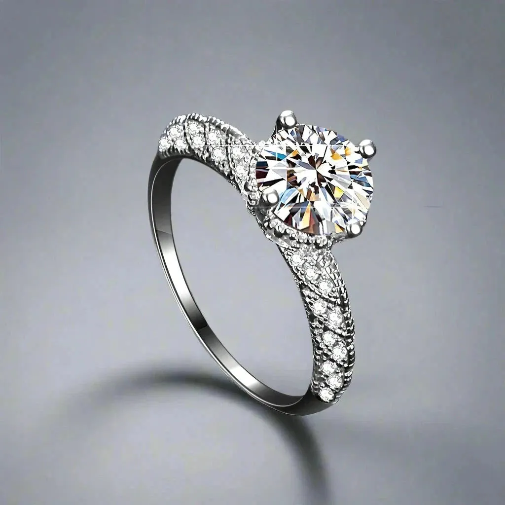 1.0 Ct Round Cut Diamond Engagement Ring