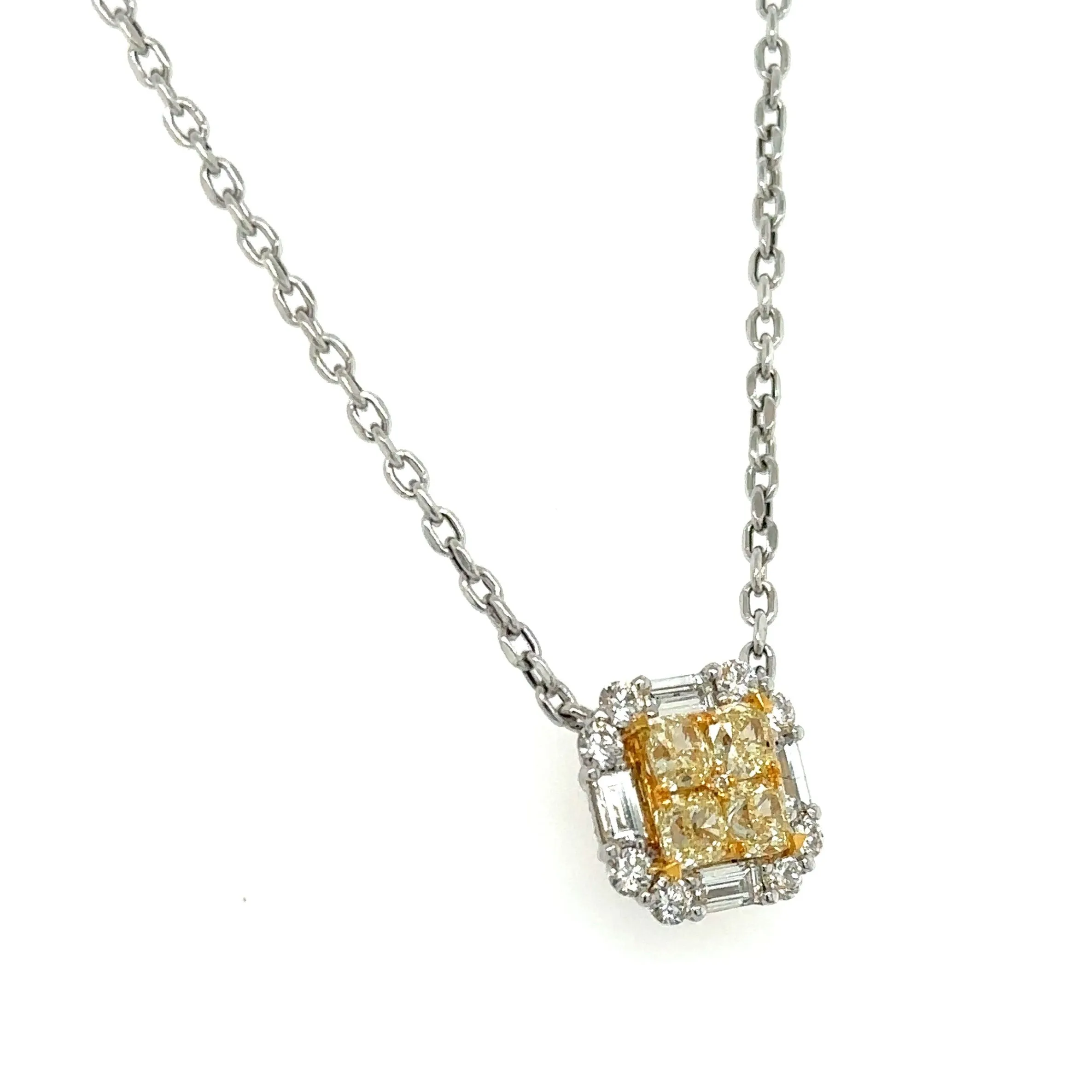 1.01ct tw Canary Fancy Yellow Diamond Pendant Necklace