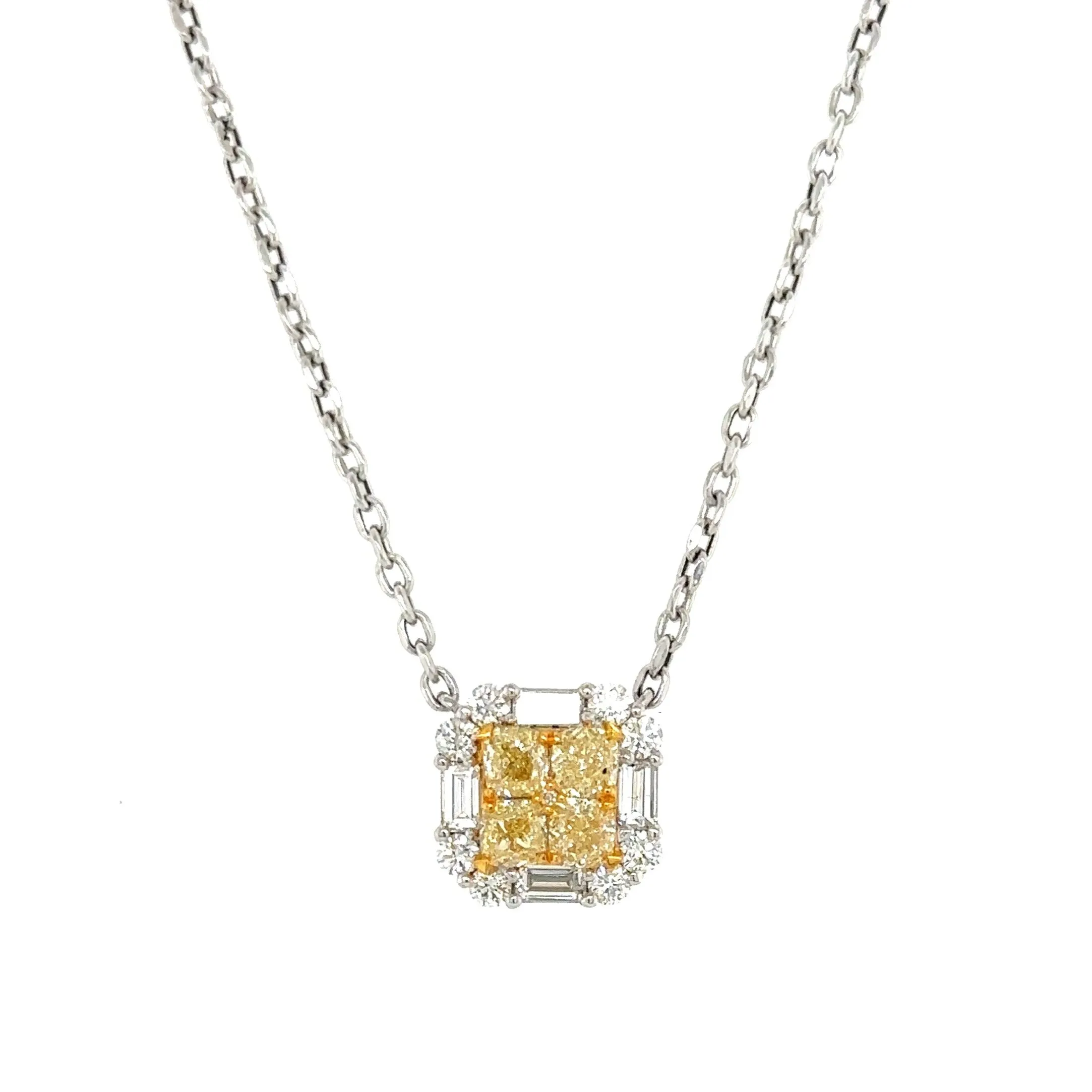 1.01ct tw Canary Fancy Yellow Diamond Pendant Necklace