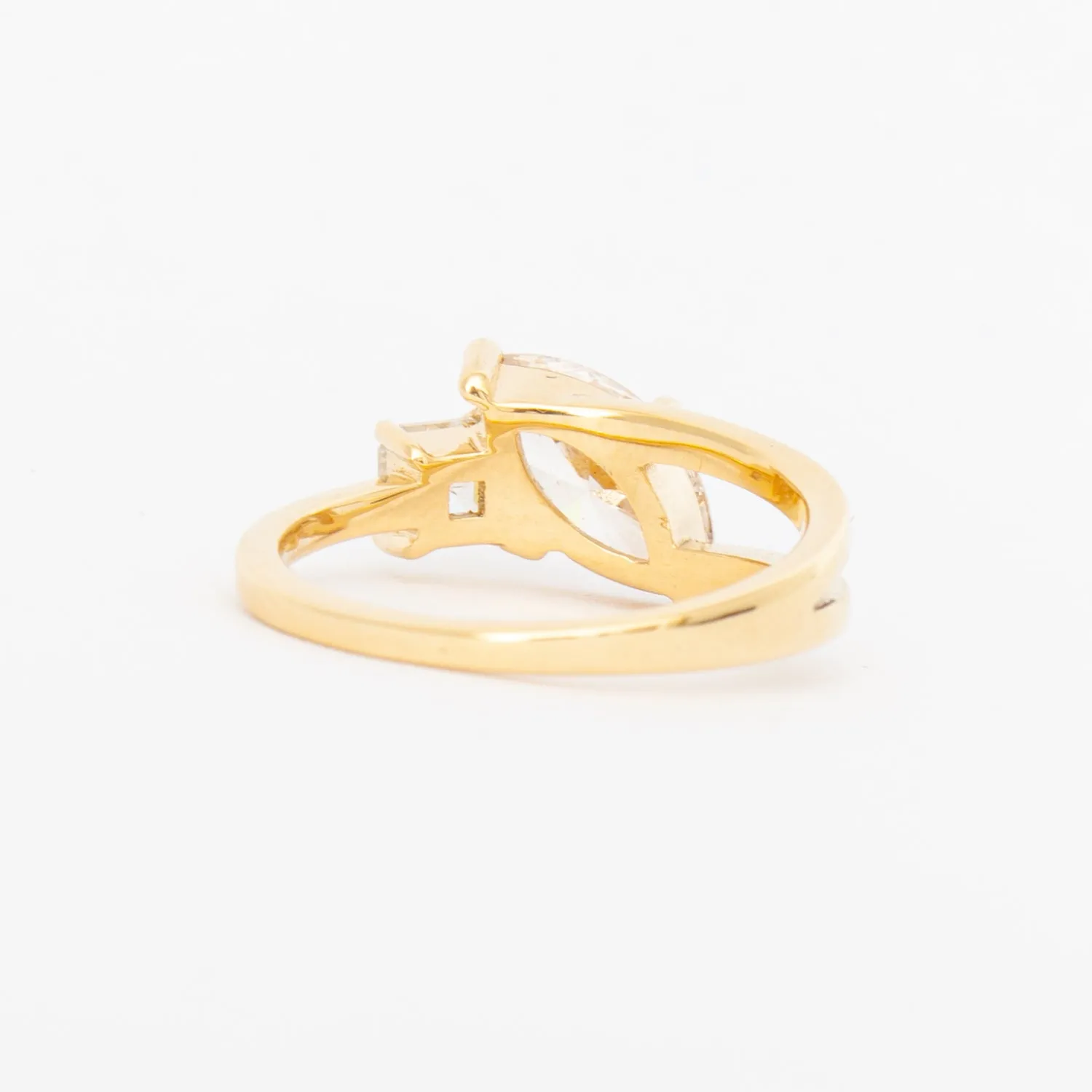 1.02 ct Champagne Marquise & White Asscher Diamond Maisonette Ring