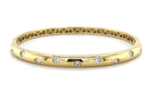 1.02ct tw Burnish Set Diamond Station Bangle Bracelet