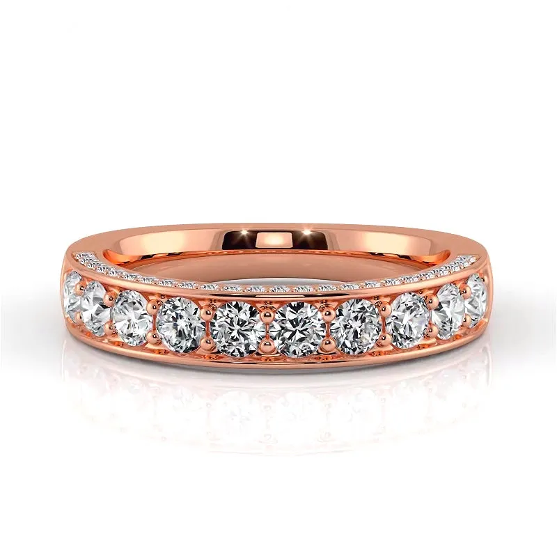 1.04 ct. Round Diamond Three Sided Wedding Band