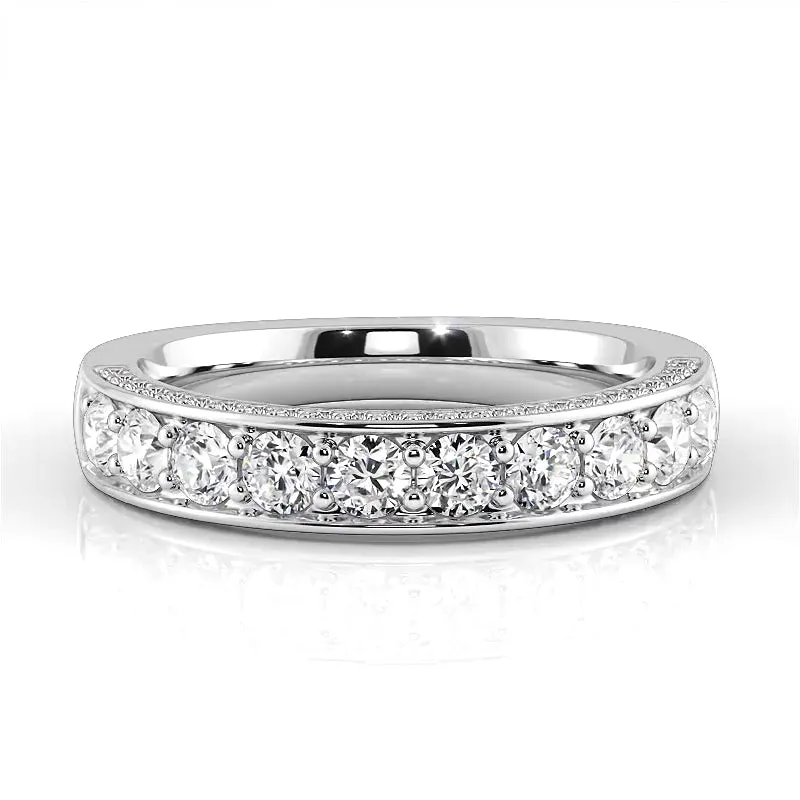 1.04 ct. Round Diamond Three Sided Wedding Band