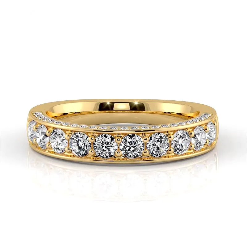 1.04 ct. Round Diamond Three Sided Wedding Band