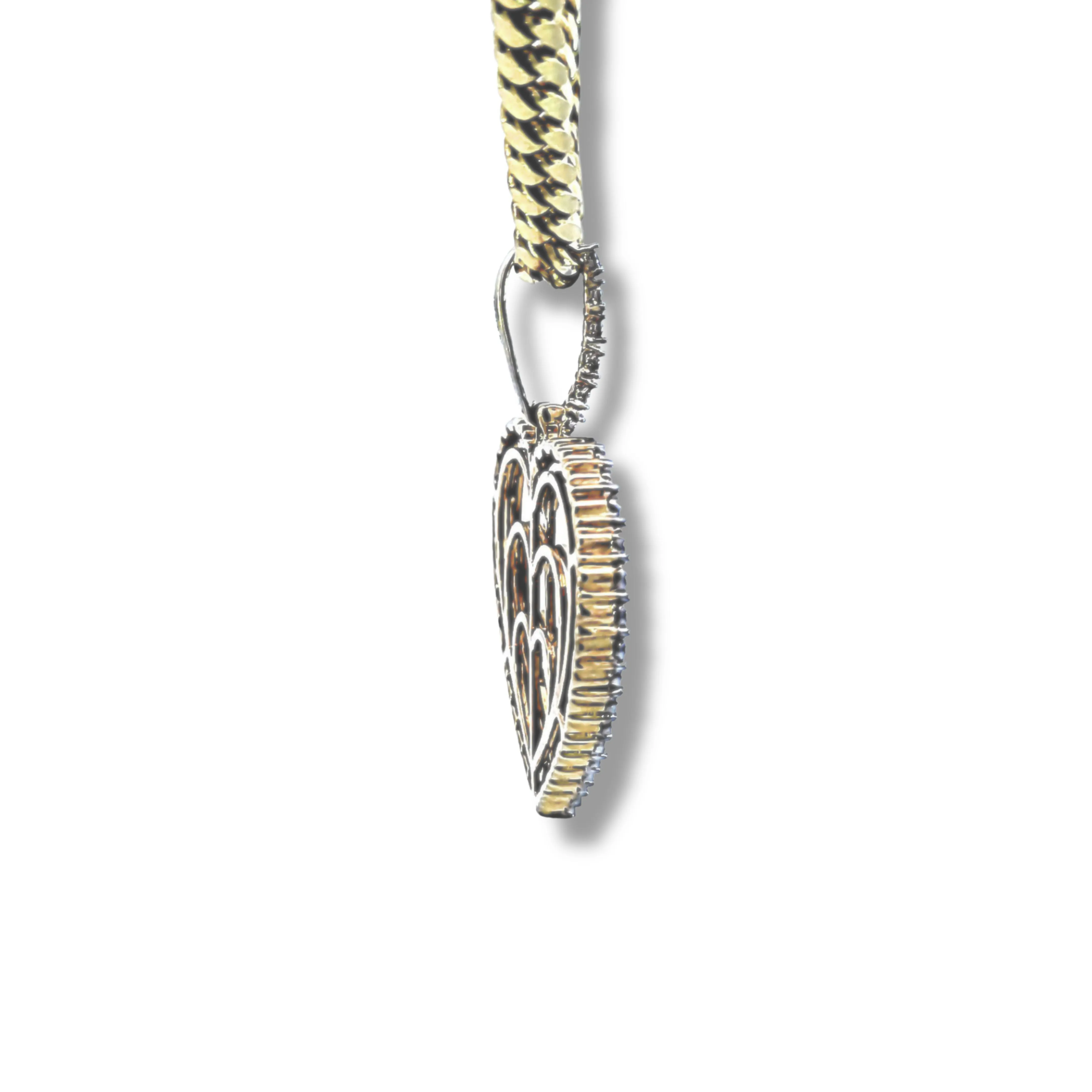10K Yellow Gold and Diamond Heart Picture Pendant