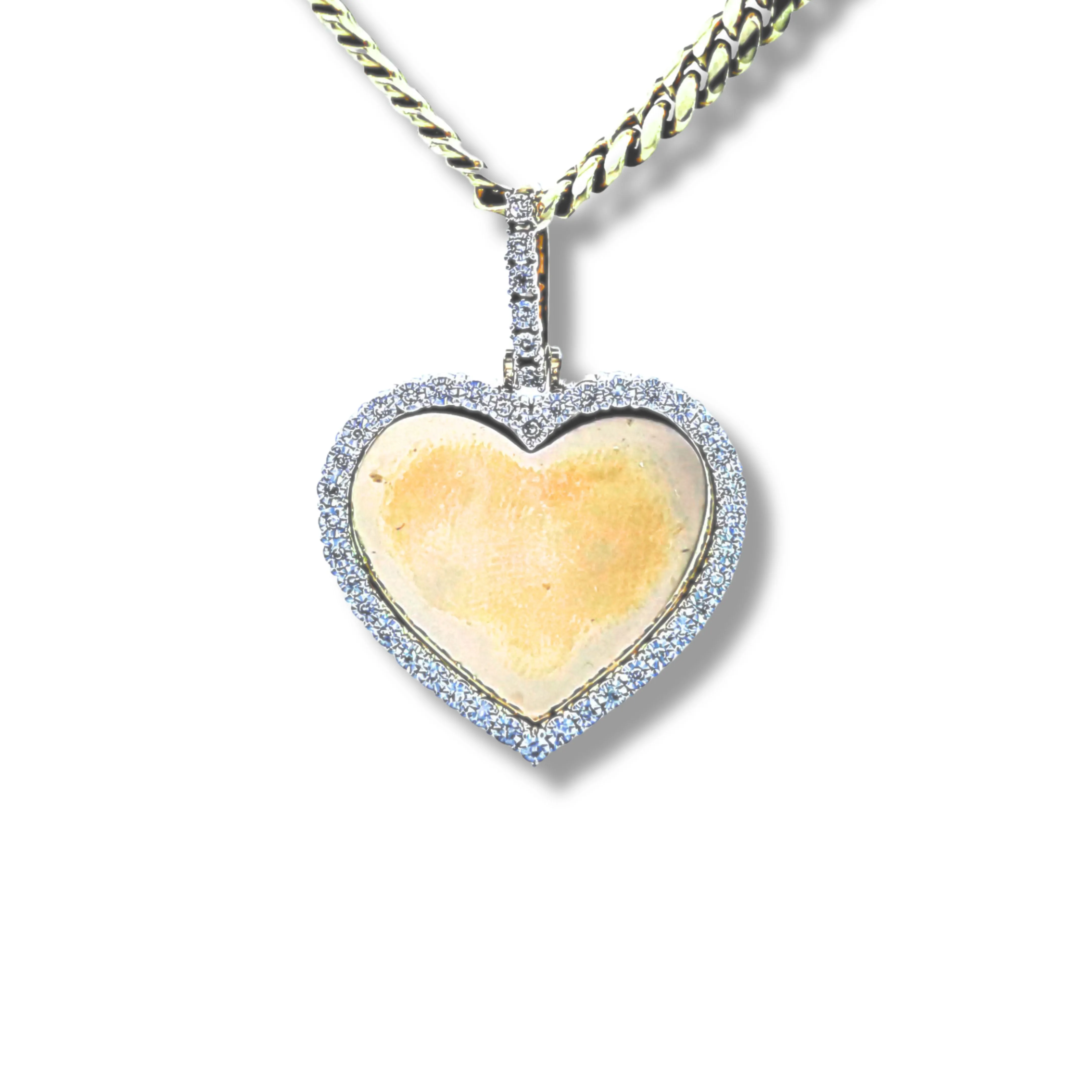 10K Yellow Gold and Diamond Heart Picture Pendant