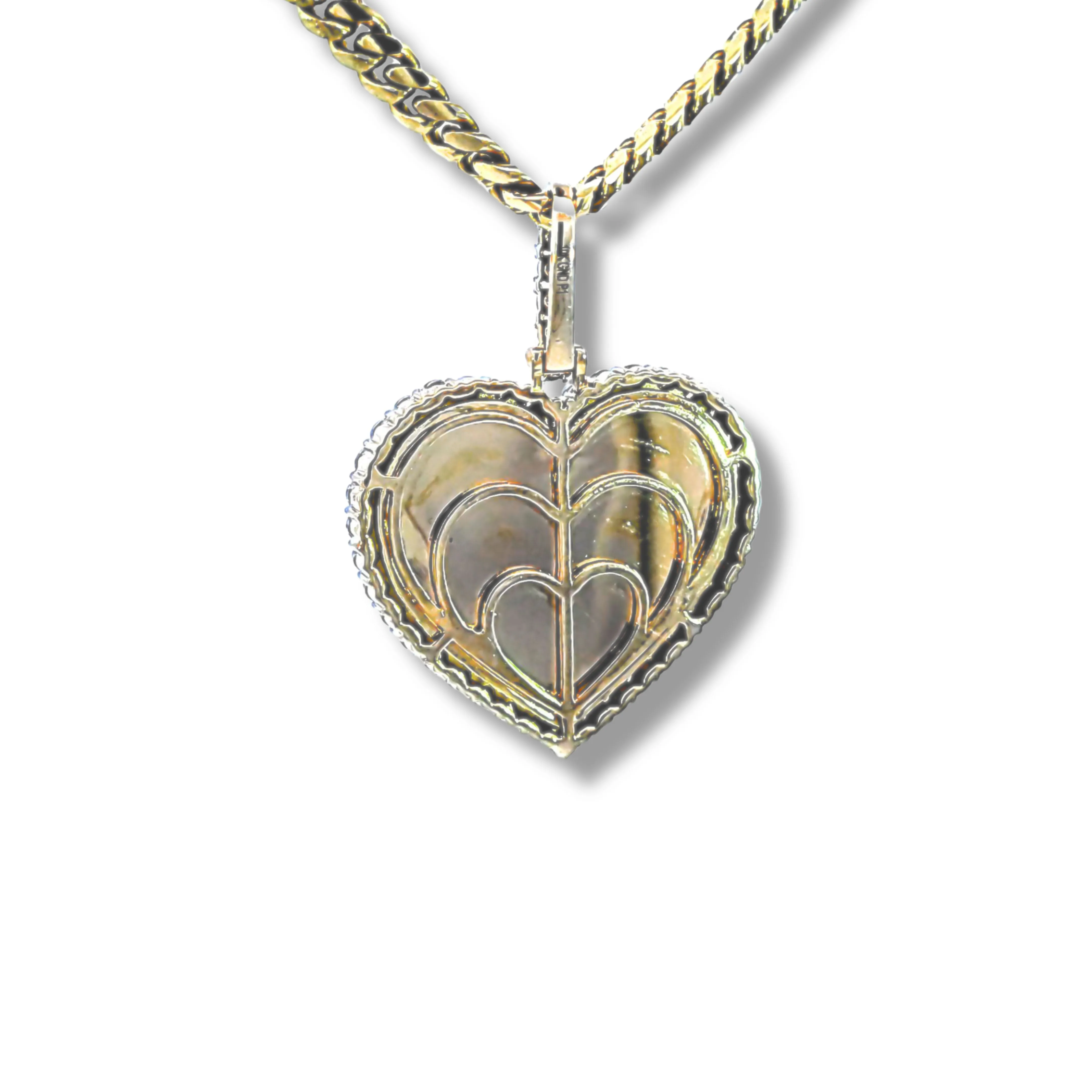 10K Yellow Gold and Diamond Heart Picture Pendant