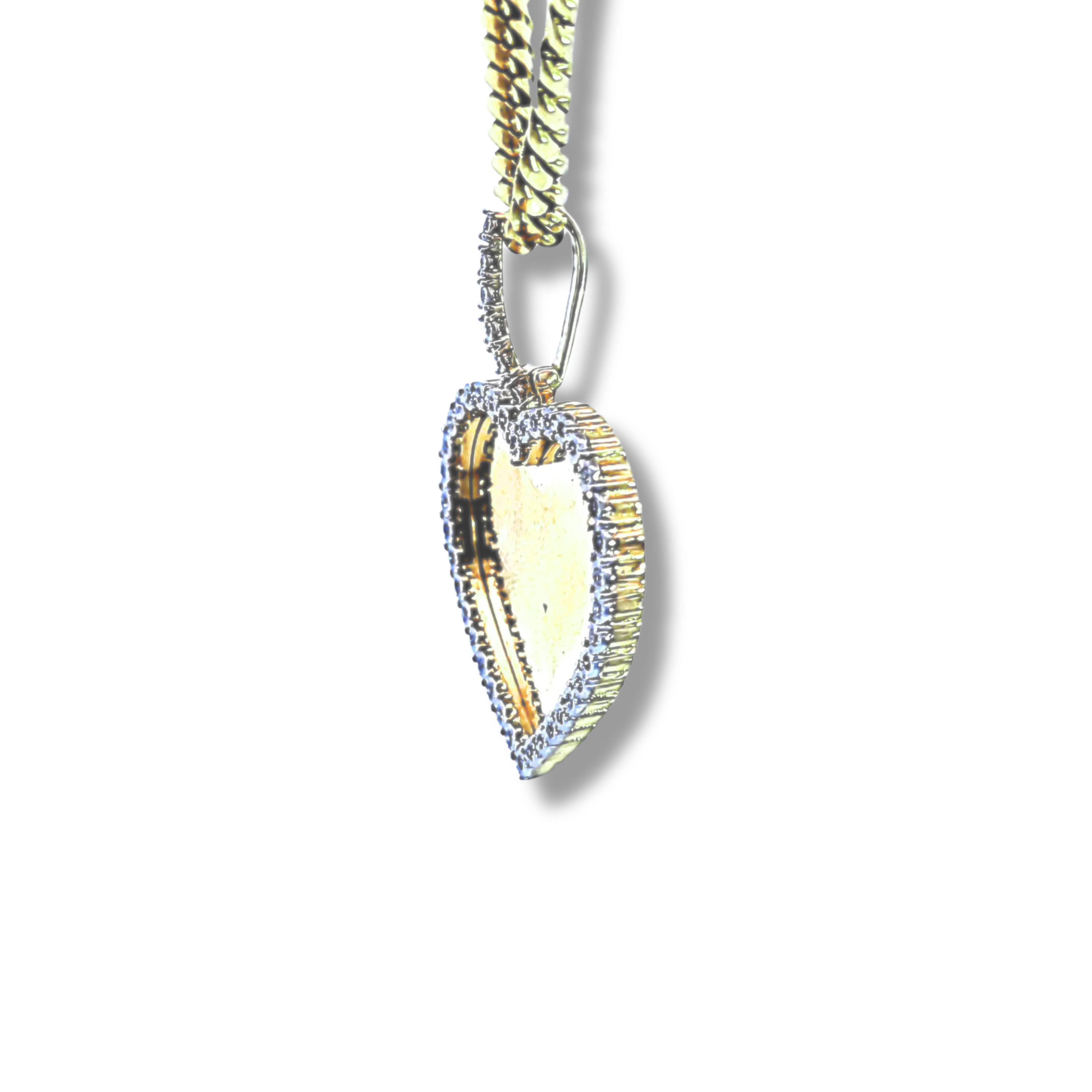 10K Yellow Gold and Diamond Heart Picture Pendant
