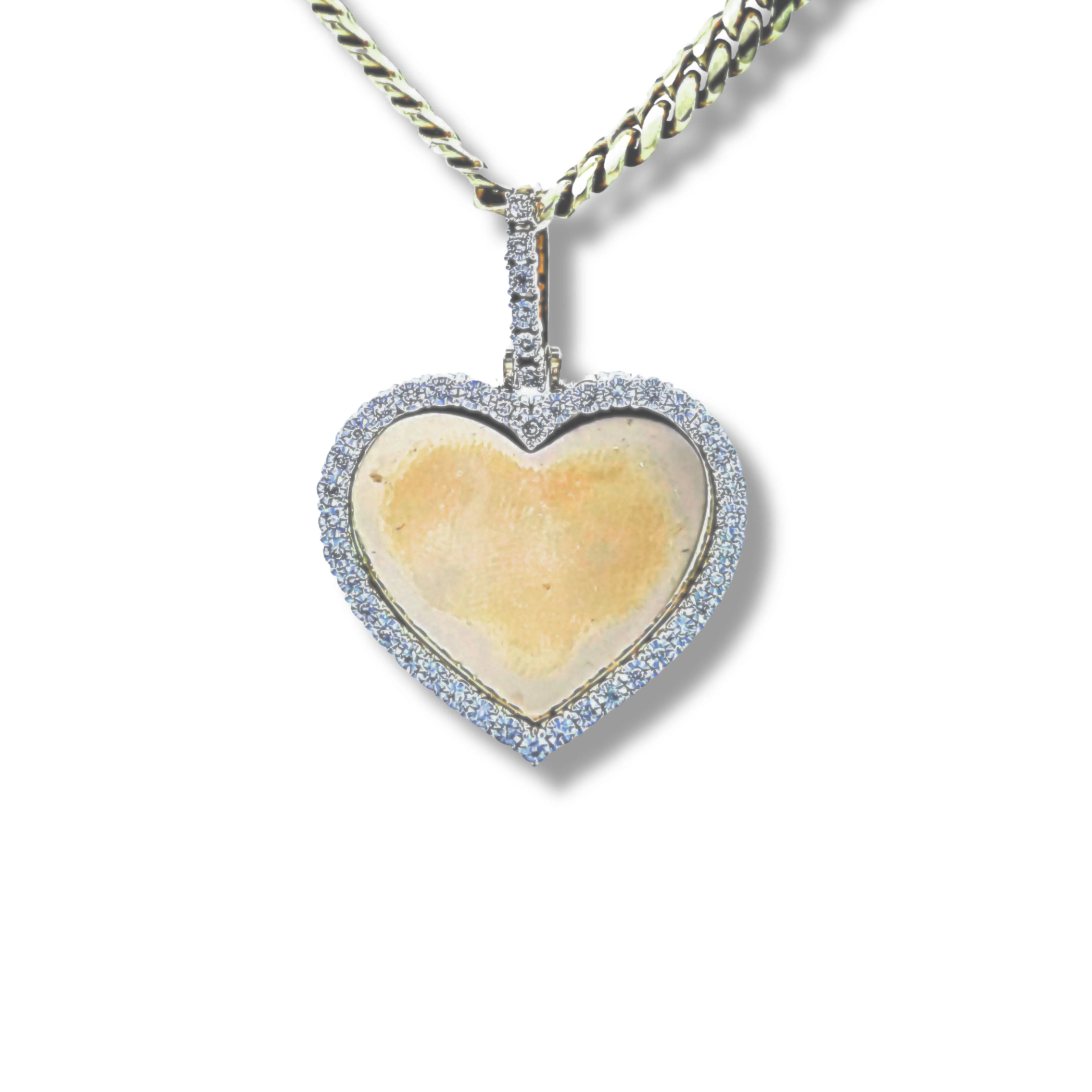 10K Yellow Gold and Diamond Heart Picture Pendant