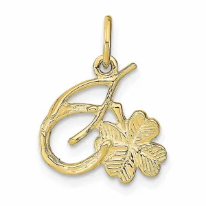 10k Yellow Gold Horseshoe Shamrock Pendant