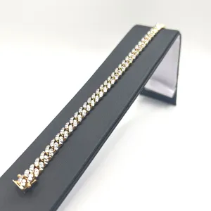 10kt Gold Diamond Cut Two-Tone Cuban Bracelet