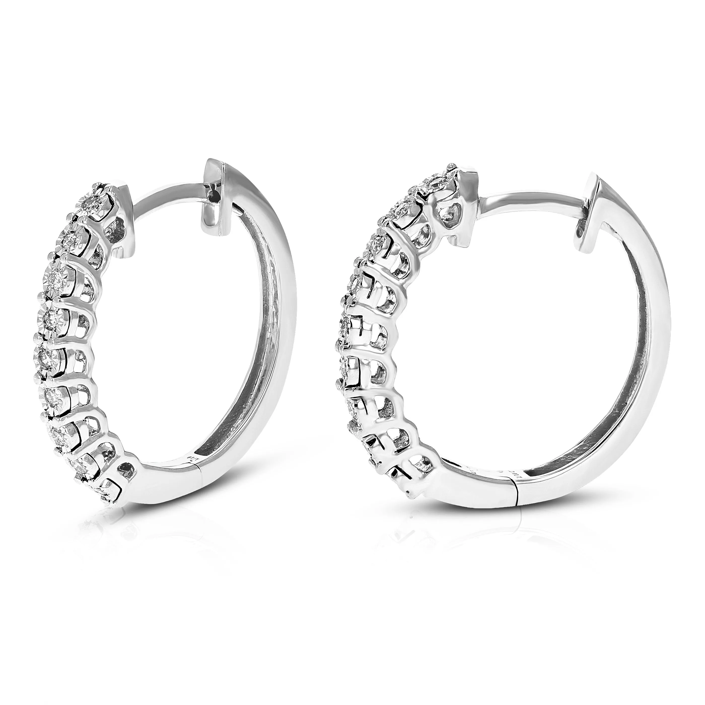 1/10 cttw Lab Grown Diamond Hoop Earrings in Sterling Silver