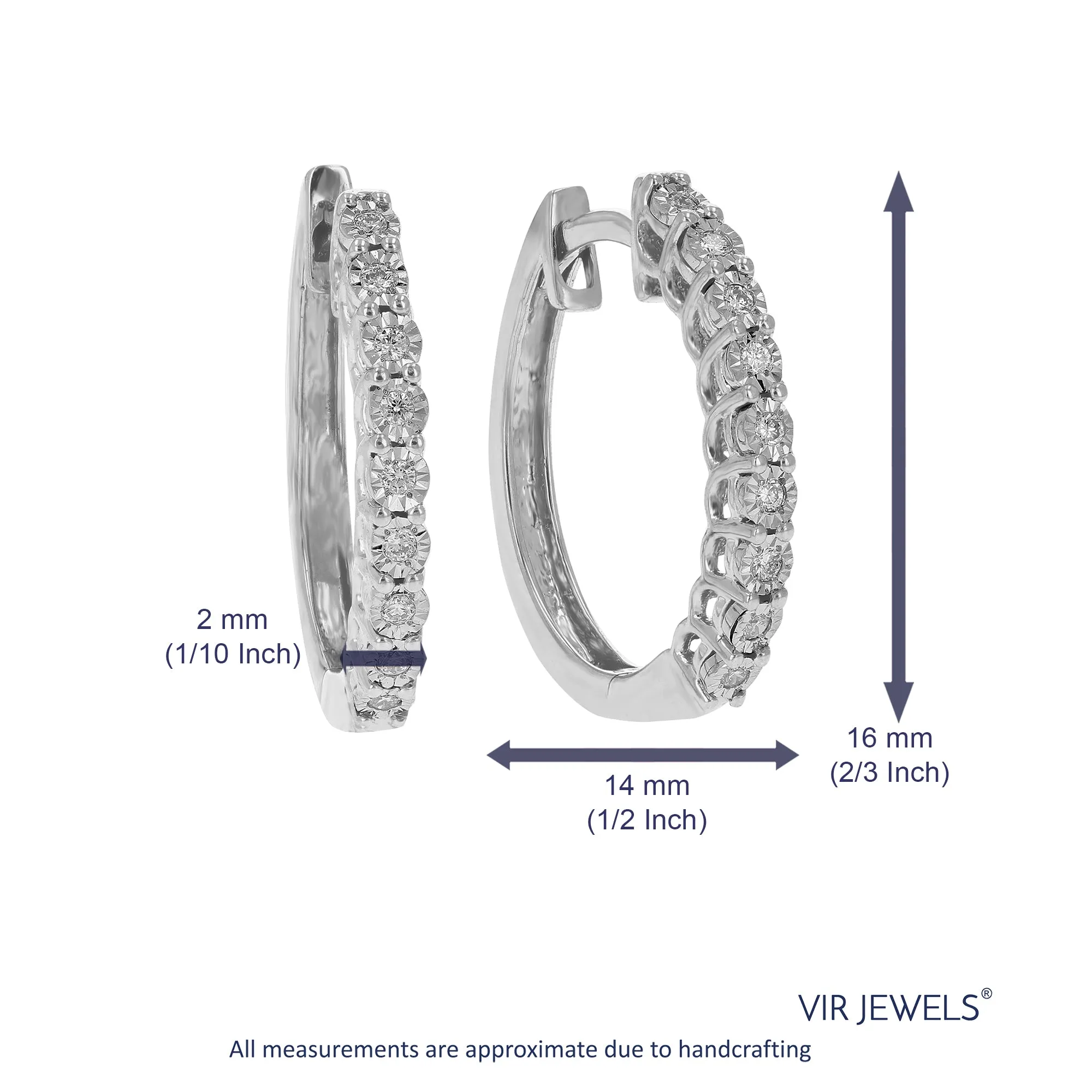 1/10 cttw Lab Grown Diamond Hoop Earrings in Sterling Silver
