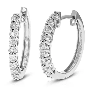 1/10 cttw Lab Grown Diamond Hoop Earrings in Sterling Silver