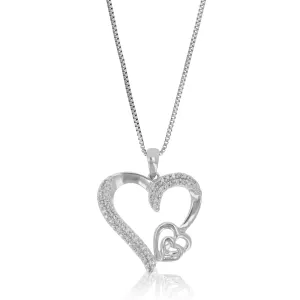 1/10 cttw Lab Grown Diamond Triple Heart Pendant in Sterling Silver