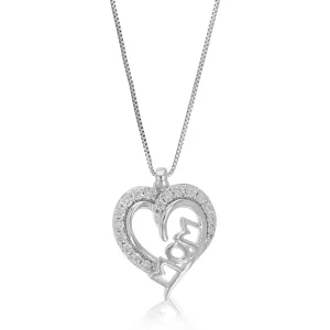1/10 cttw Mom's Heart Lab Grown Diamond Pendant in Sterling Silver
