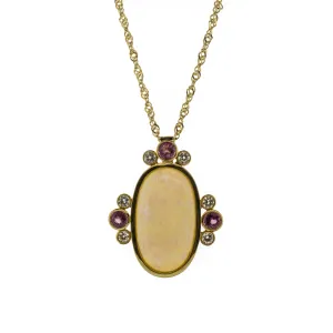 11.03ct Opal, Pink Tourmaline & Diamond Pendant Necklace