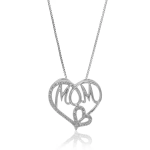 1/12 cttw Lab Grown Diamond Mom Heart Pendant in Sterling Silver
