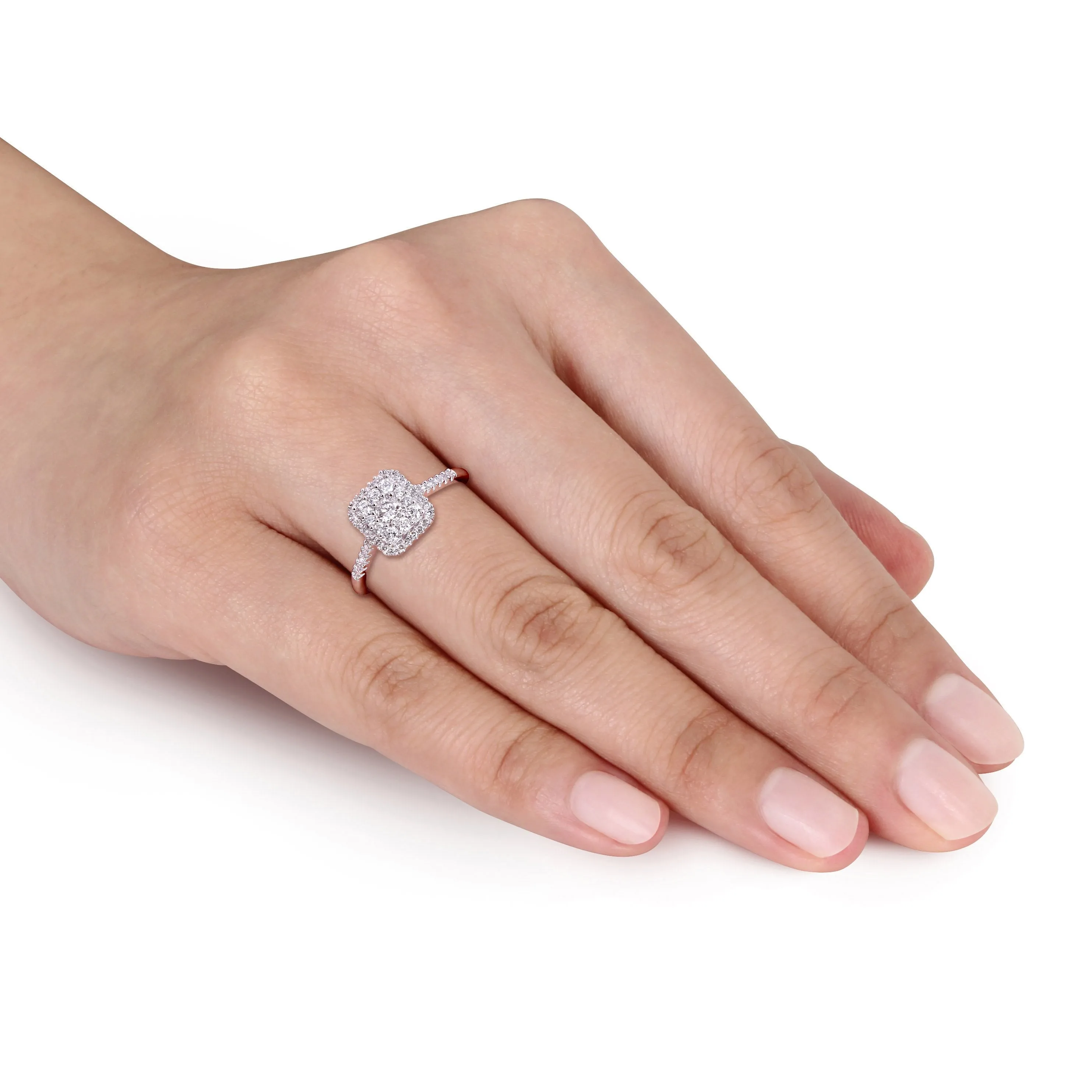 1/2 CT Diamond Square Halo Engagement Ring