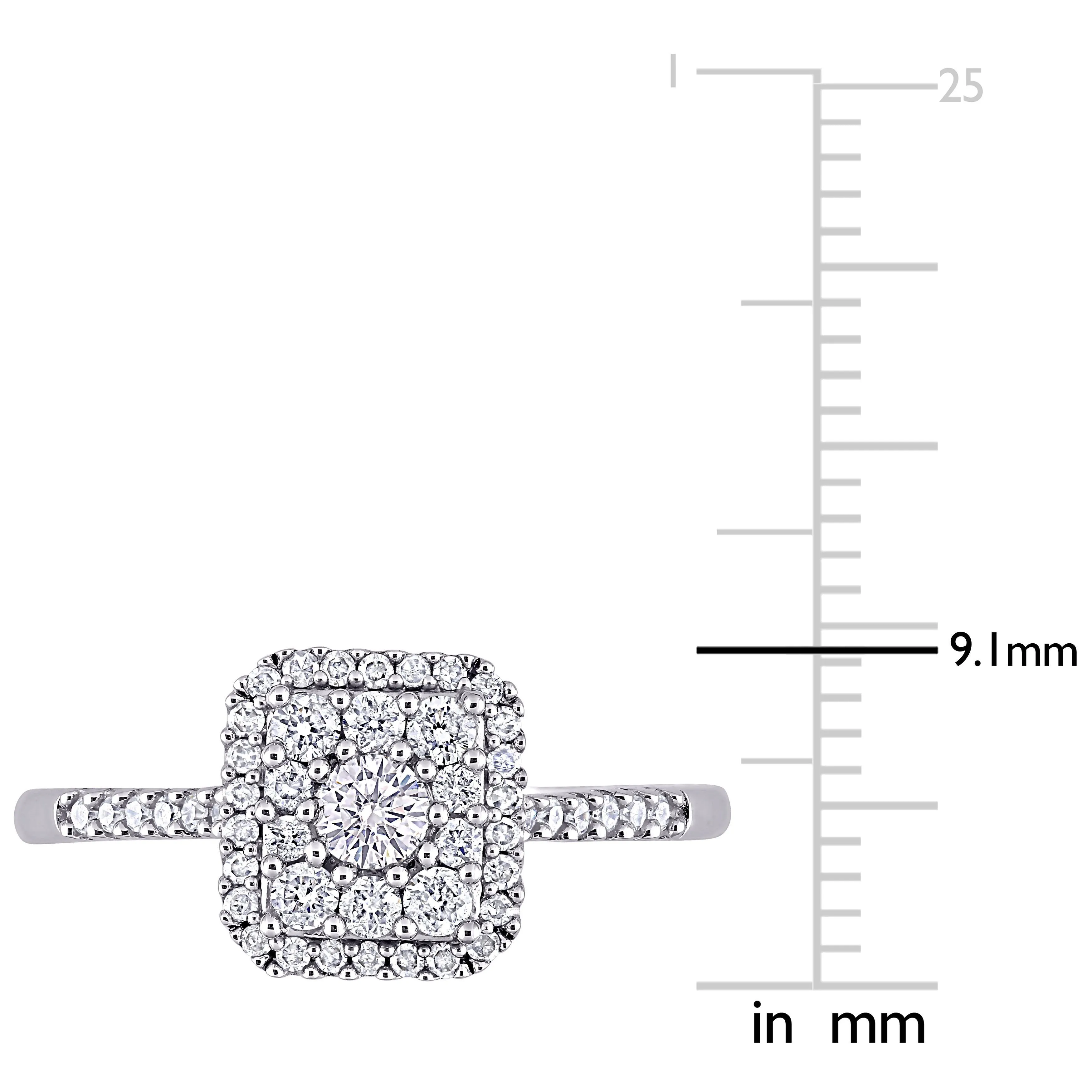 1/2 CT Diamond Square Halo Engagement Ring