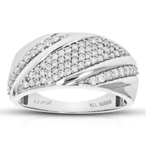1/2 cttw Lab Grown Diamond Multi Layer Wedding Band Sterling Silver