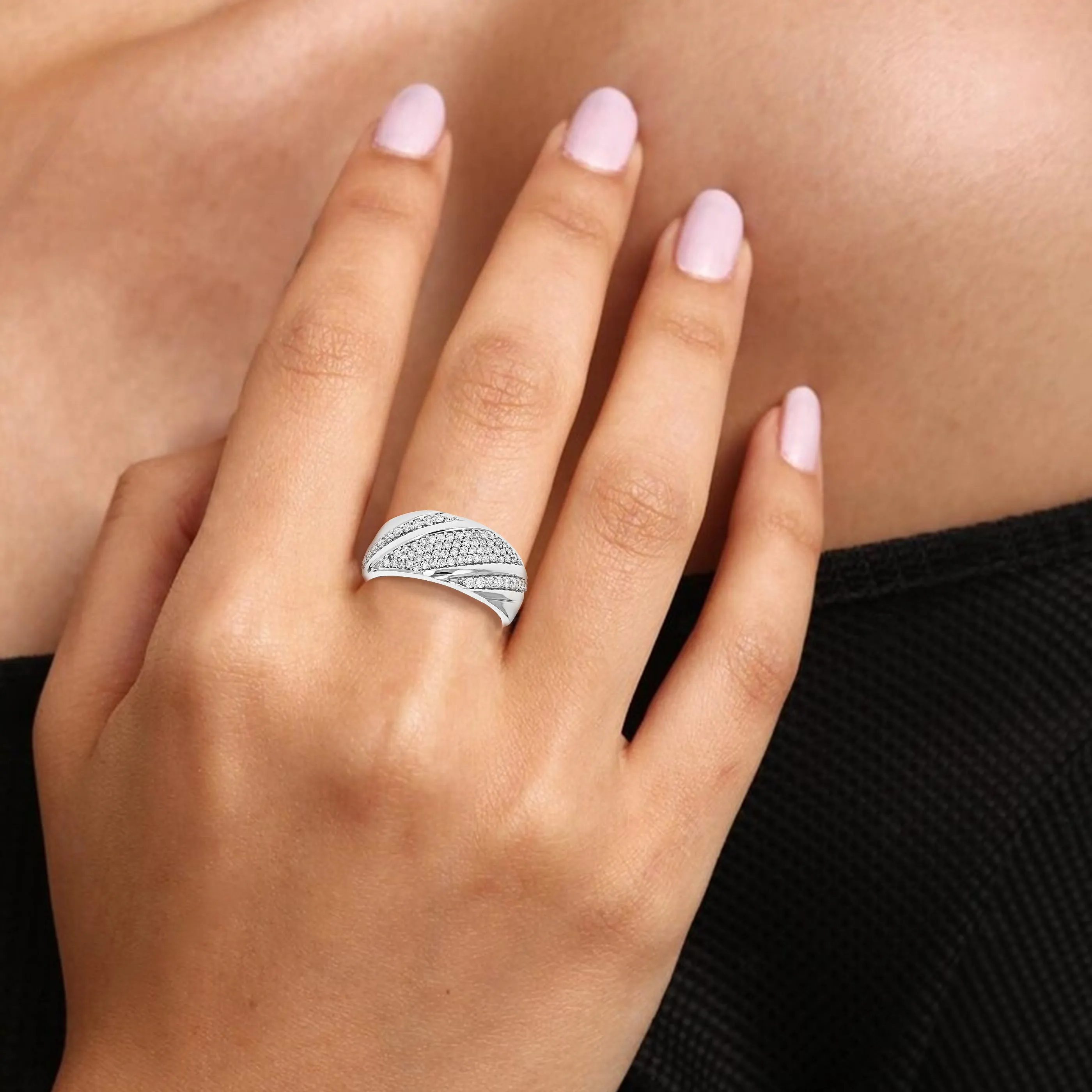 1/2 cttw Lab Grown Diamond Multi Layer Wedding Band Sterling Silver