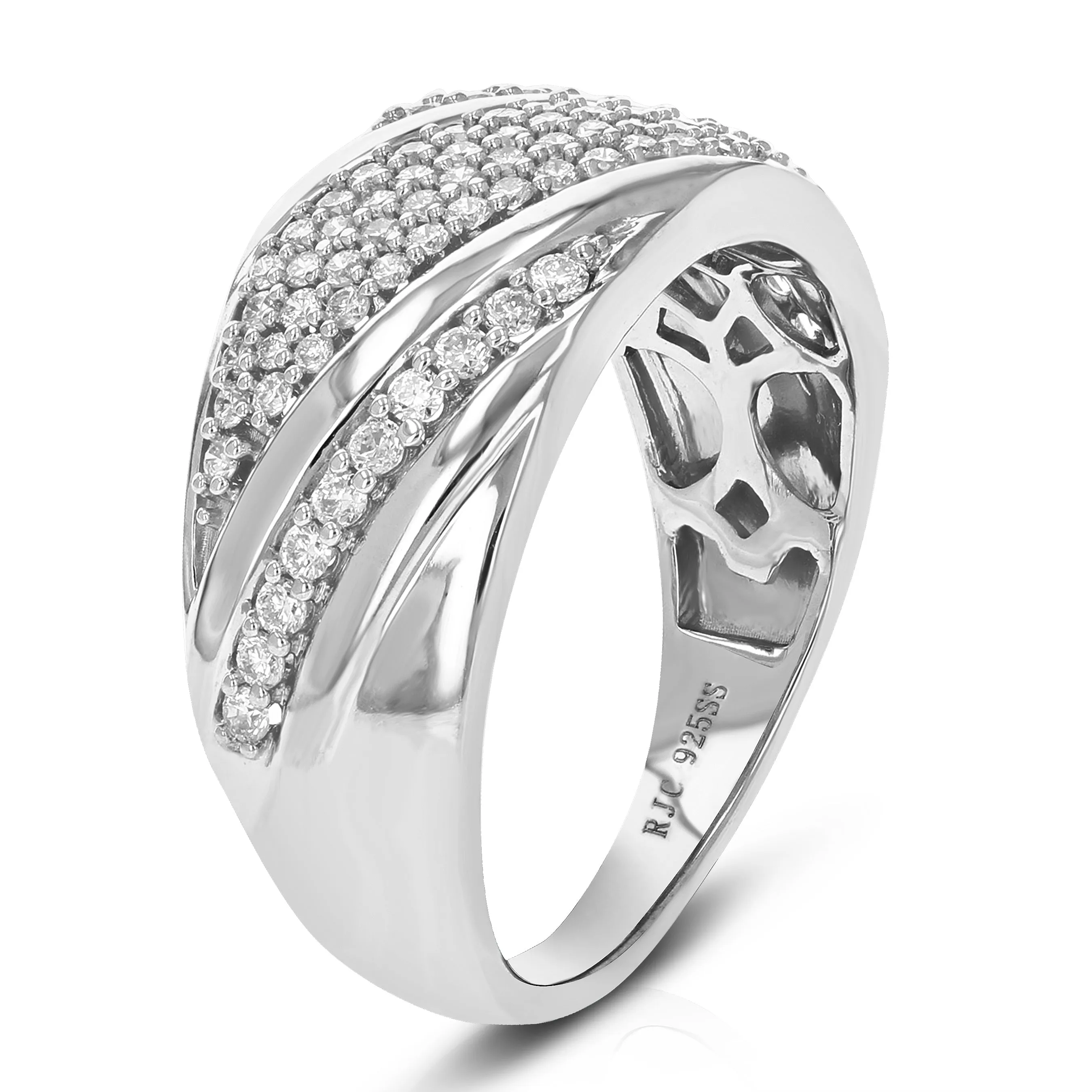 1/2 cttw Lab Grown Diamond Multi Layer Wedding Band Sterling Silver