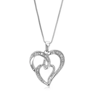 1/20 cttw Lab Grown Diamond Two Heart Pendant in Silver