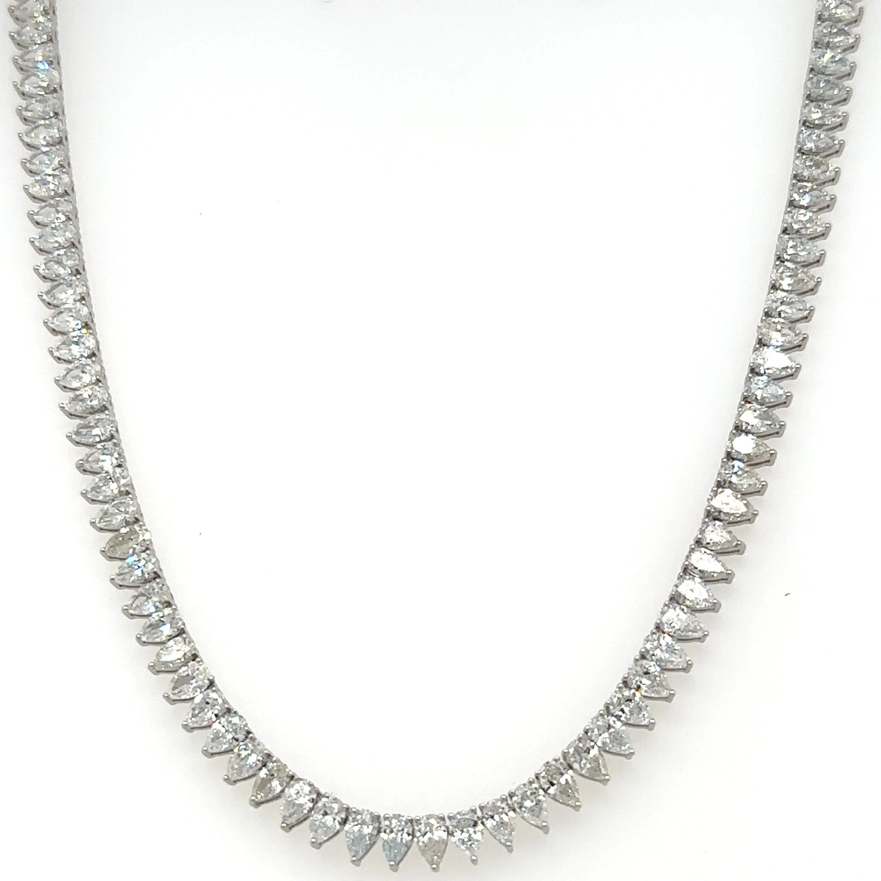 13.22ct tw Lab Diamond Pear Shape Riviera Line Tennis Statement Necklace