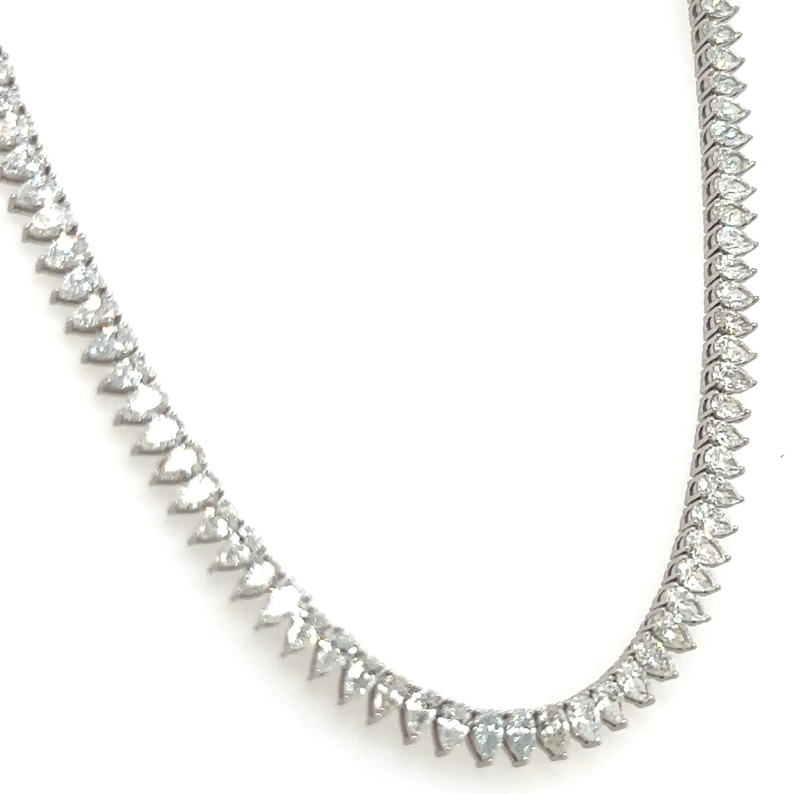 13.22ct tw Lab Diamond Pear Shape Riviera Line Tennis Statement Necklace