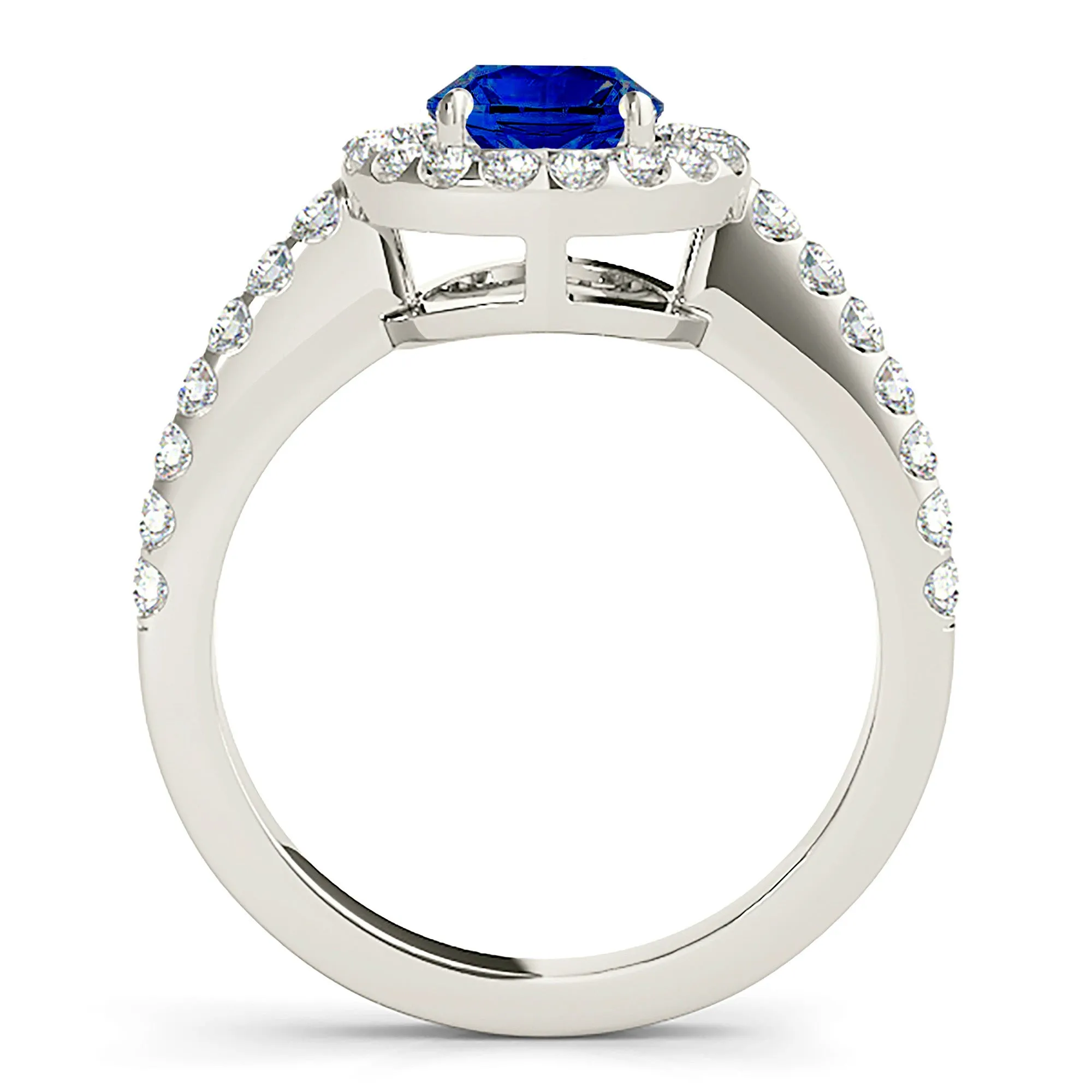 1.35 ct. Genuine Blue Sapphire Beautiful Classic Halo Ring