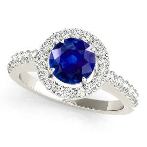 1.35 ct. Genuine Blue Sapphire Beautiful Classic Halo Ring