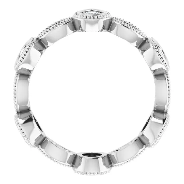 1.46 ct. Pear and Round Diamond Eternity Band Milgrain Accent Wedding Ring