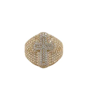 14K Gold Cross Ring W/ CZ