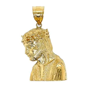 14K Gold Jesus With Crown Pendant