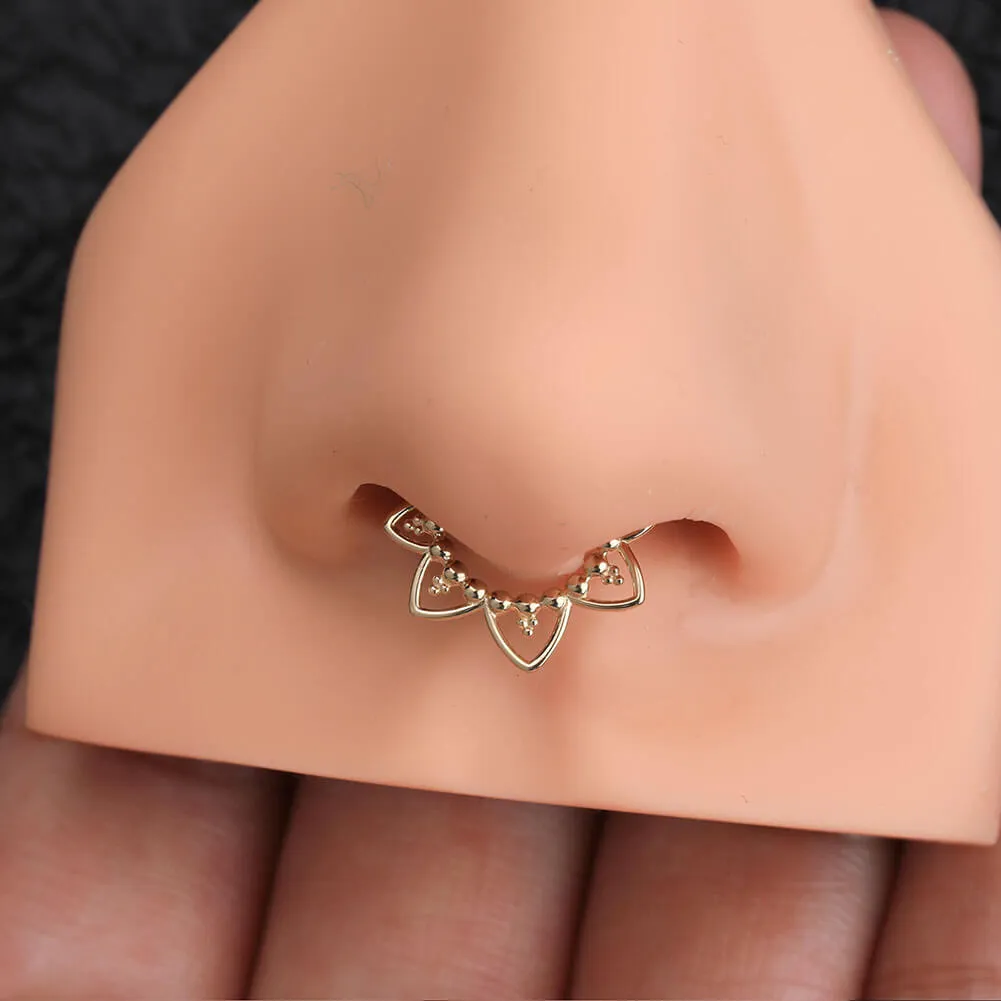 14K Gold Lotus Flower Style 16G Septum Ring Daith Earrings