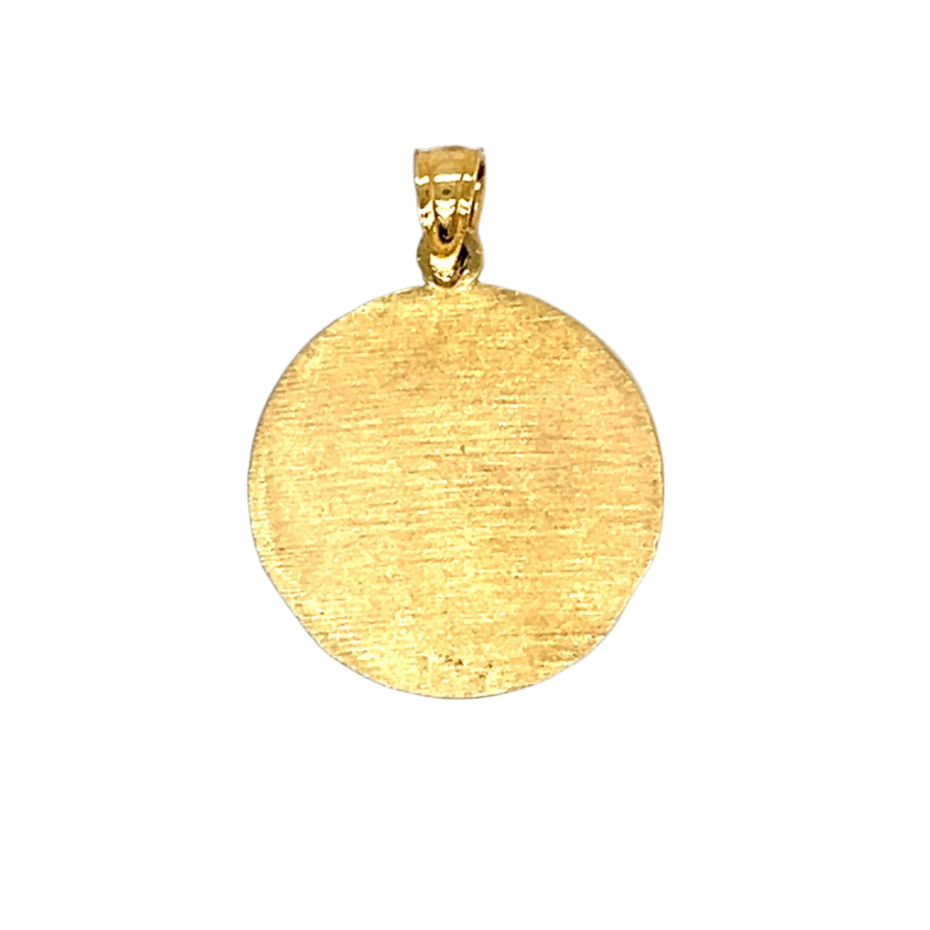 14K Gold Round Virgen De Guadalupe Pendant